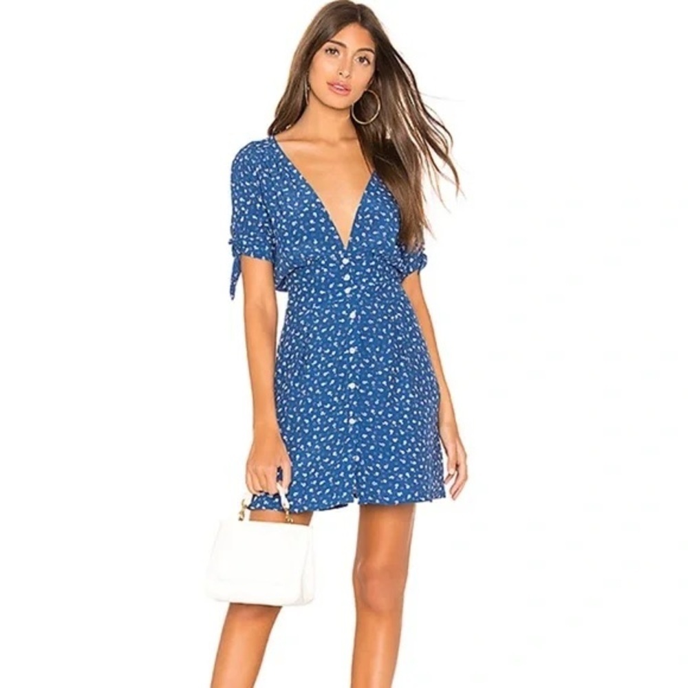 Faithfull The Brand Marianne blue mini dress (D10)